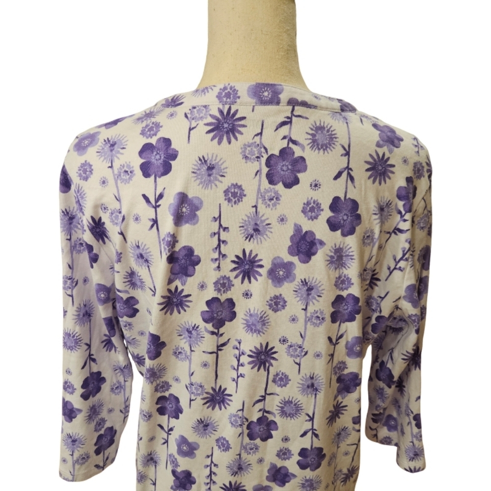 Blair - Floral Purple and White Women's Top - Picture 7 of 9